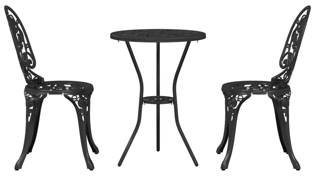vidaXL Σετ Μπιστρό Κήπου 3 pcs Μαύρο Αλουμίνιο