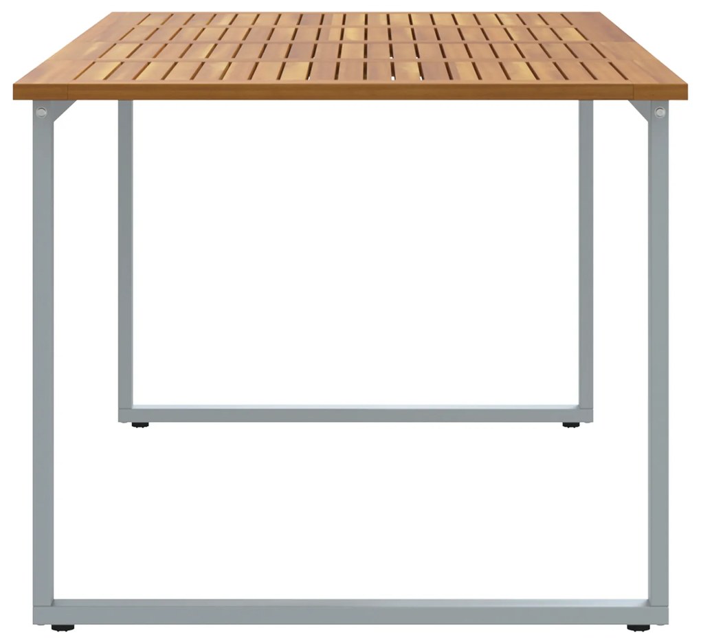 vidaXL Εξωτερικό Τραπέζι Φαγητού Γκρι 180x90x75 εκ Χάλυβας&Στερεό Ξύλο Ακακίας