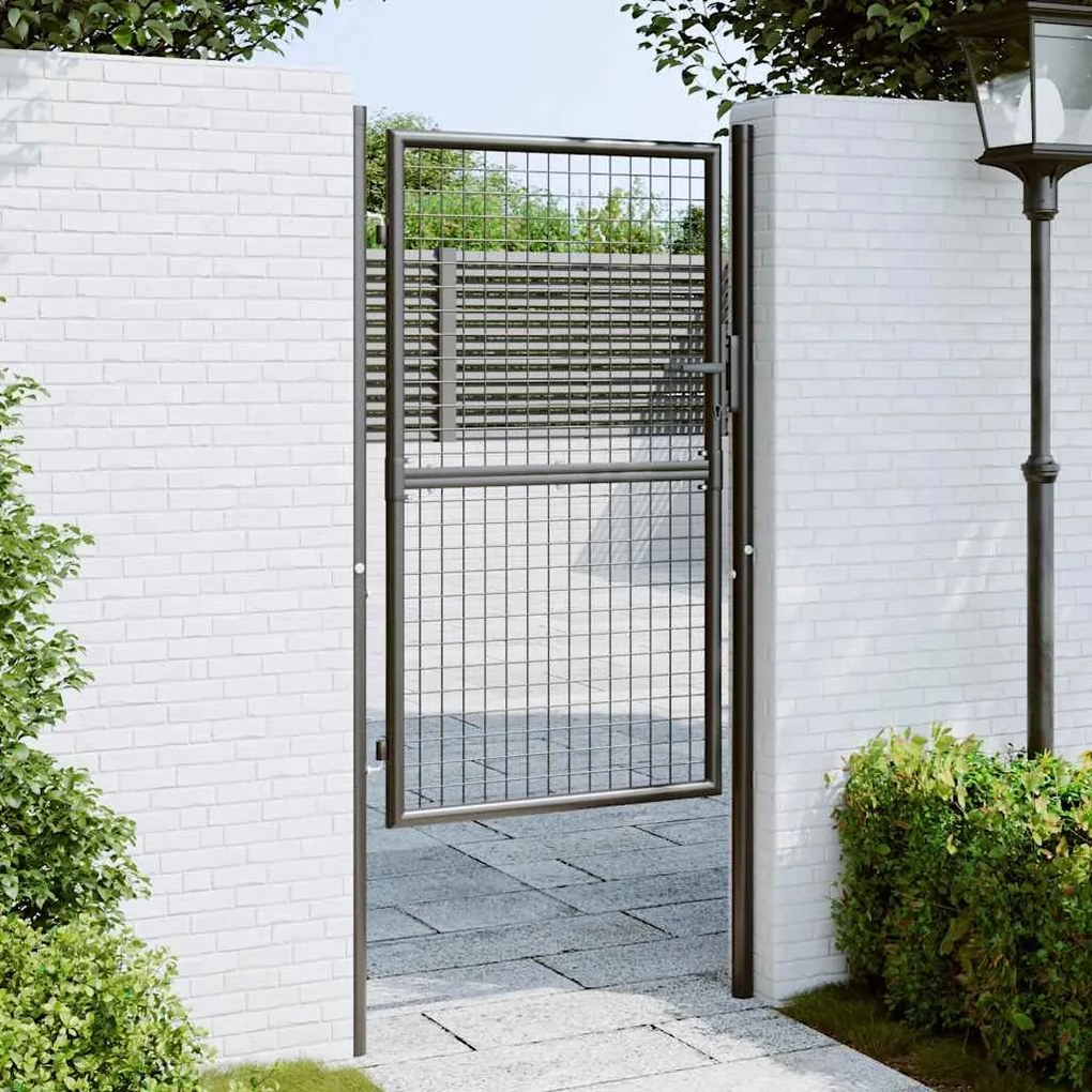 vidaXL Πόρτα Κήπου με Πλέγμα Γκρι 100x150 εκ. από Γαλβανισμένο Ατσάλι