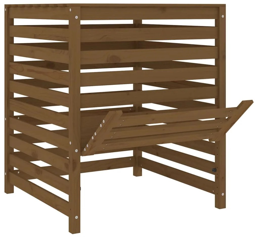 vidaXL Κομποστοποιητής Καφέ Μελί 82,5x82,5x99,5 εκ. Μασίφ Ξύλο Πεύκου
