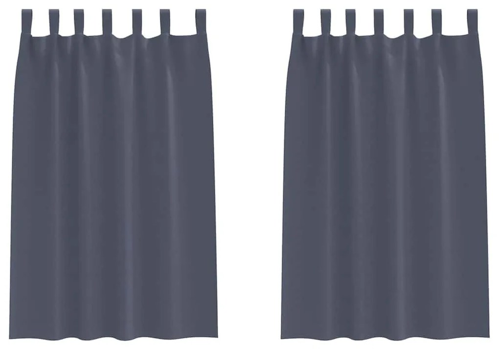 vidaXL Κουρτίνες με κουρτίνες 2 pcs Ανθρακί 175x140εκ. Πολυεστέρας