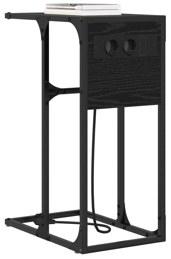 vidaXL Κομοδίνο Μαύρη δρυς 41.5 x 26 x 60.5 εκ Επεξεργασμένο ξύλο
