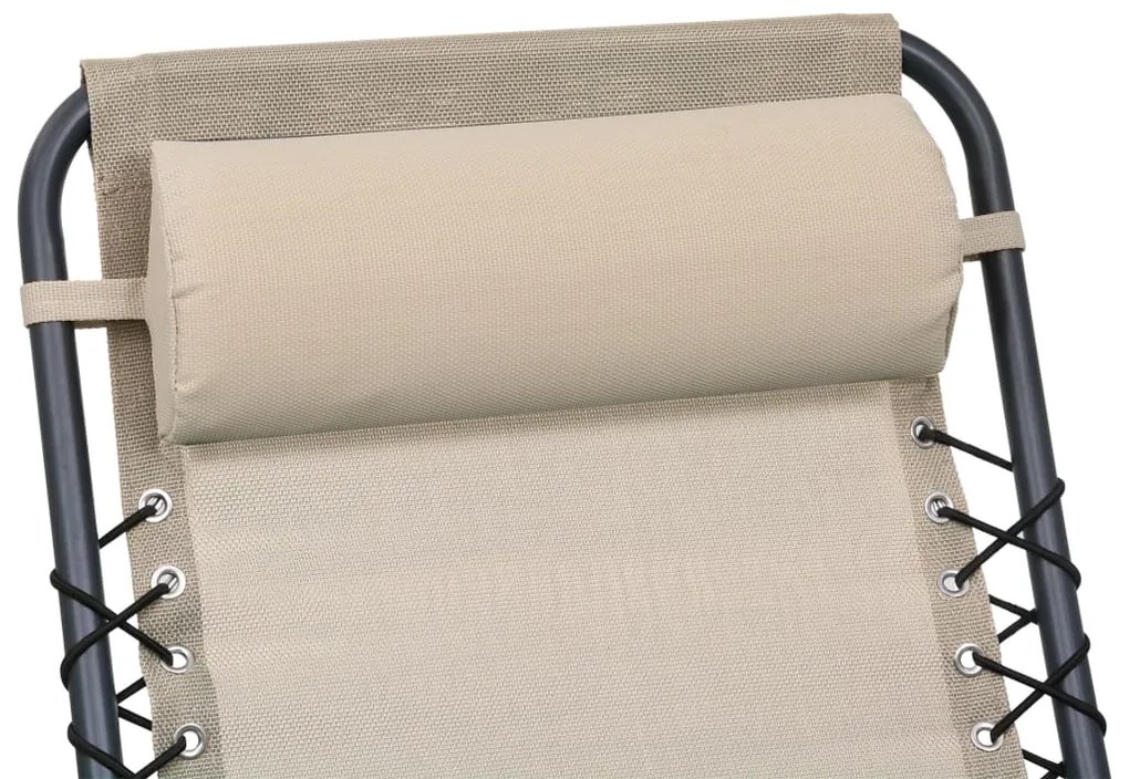vidaXL Προσκέφαλο Σεζλόνγκ Κρεμ 40 x 7,5 x 15 εκ. από Textilene