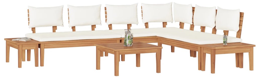 vidaXL Σετ Παγκάκι Κήπου 4 pcs Καφέ και Κρέμα 2 θέσεων Μέγεθος: Μεσαίο