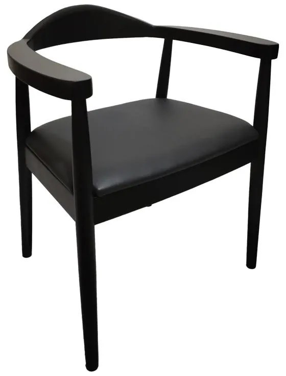 Καρέκλα - Πολυθρόνα Joube rubberwood σε μαύρο με μαύρο pu μαξιλάρι 59x48x73εκ 2αδα 59x48x73 εκ.