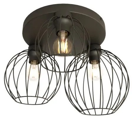 Πλαφονιέρα Φωτιστικό Οροφής 3xE27 Πλέγμα Φ41cm Nest Emibig -1371/3PREM-Μαύρο 1371/3PREM