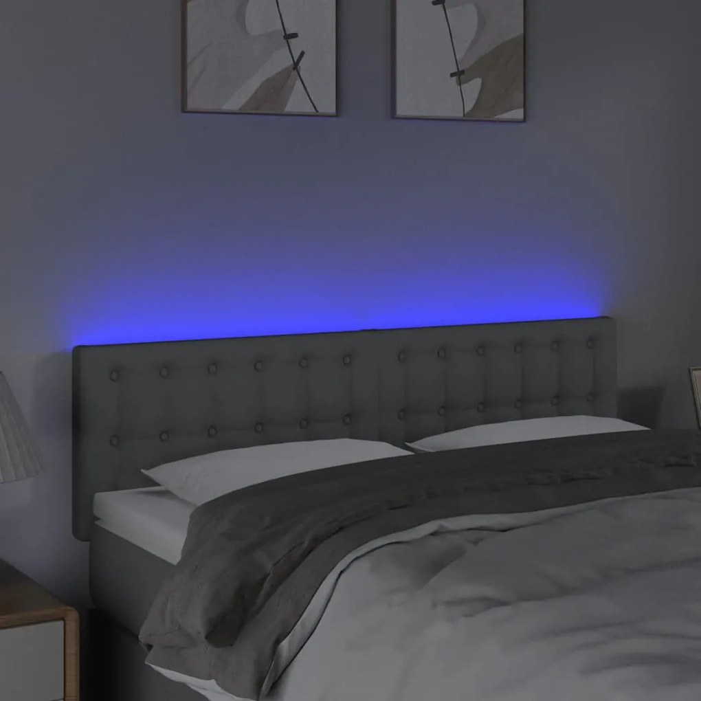 Κεφαλάρι Κρεβατιού LED Ανοιχτό Γκρι 144x5x78/88 εκ. Υφασμάτινο 3122044
