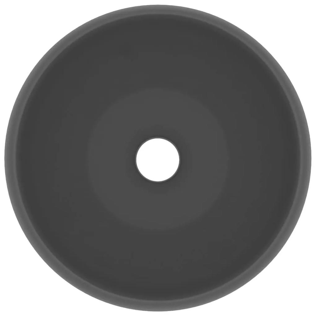 Νιπτήρας Πολυτελής Στρογγυλός Σκ. Γκρι Ματ 40x15 εκ. Κεραμικός - Γκρι