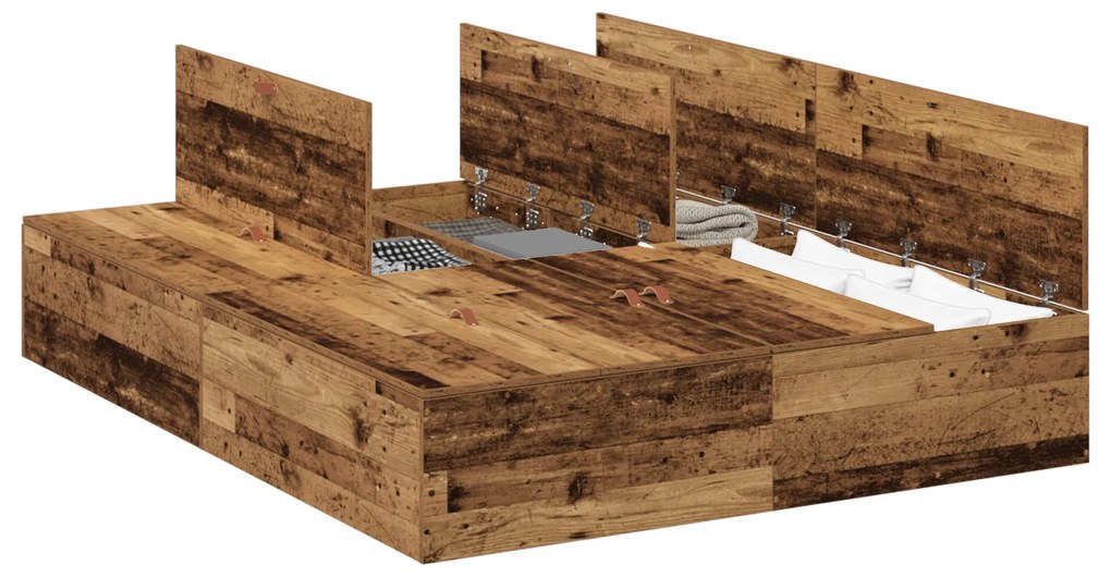 vidaXL Κρεβάτι Αποθήκευσης από Παλιό Ξύλο 160 x 200 cm