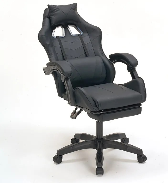 A9937 ΜΑΥΡΟ PVC ΠΟΛΥΘΡΟΝΑ GAMING/ΜΕ ΥΠΟΠΟΔΙΟ 64X59X43-112/53-125εκ.