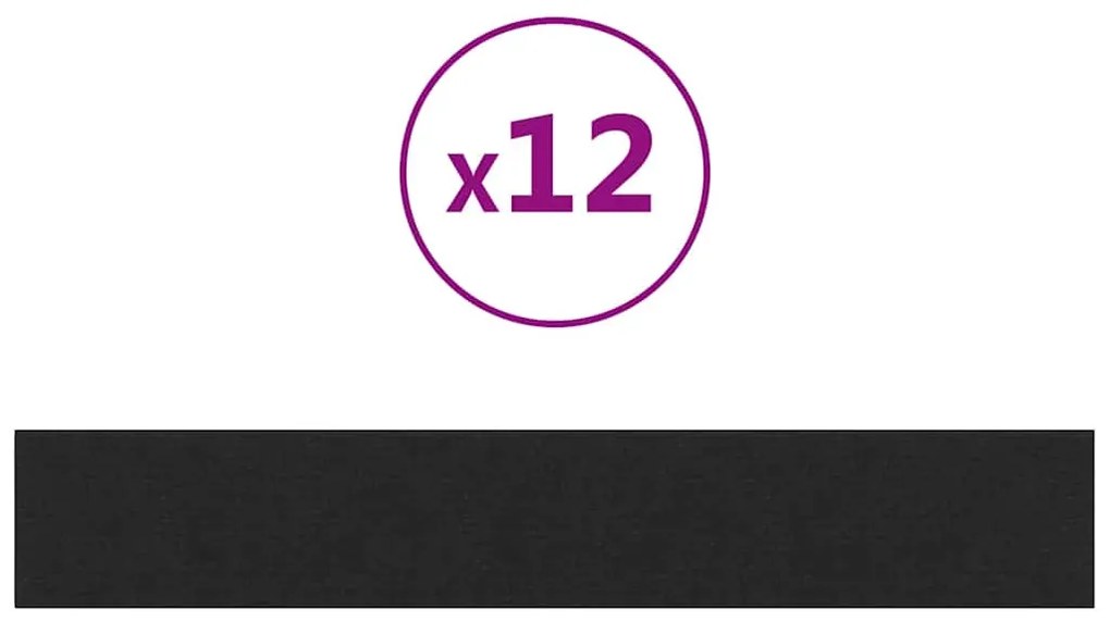 vidaXL Πάνελ Τοίχου 12 τεμ. Μαύρος 90 x 15 εκ. 1,62 μ Υφασμα