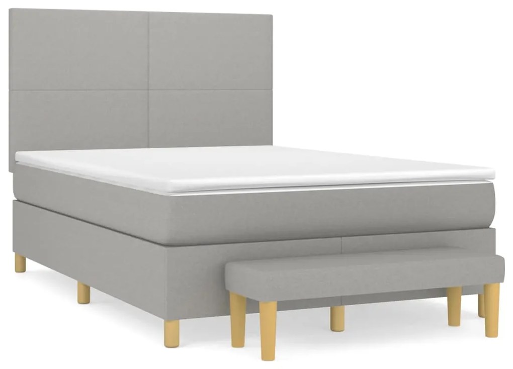 vidaXL Κρεβάτι Boxspring με Στρώμα Ανοιχτό Γκρι 140x190 εκ. Υφασμάτινο