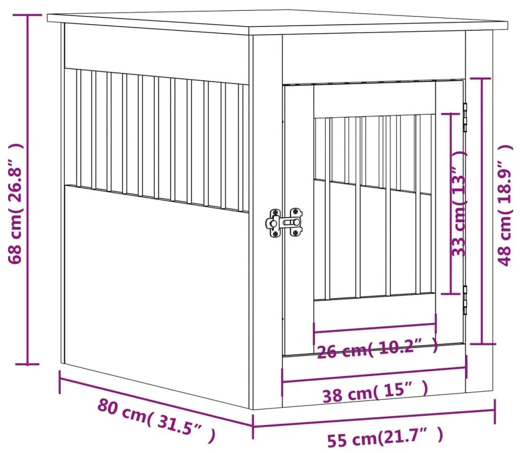 Κλουβί Σκύλου Sonoma Δρυς 55 x 80 x 68 εκ. από Επεξεργ. Ξύλο - Καφέ