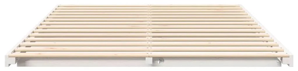 vidaXL Κρεβάτι δαπέδου Λευκό 140 x 200 cm Μασίφ ξύλο πεύκου