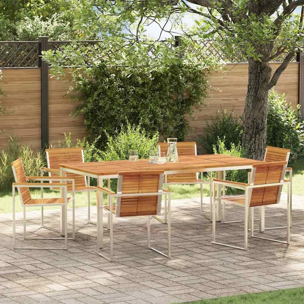 vidaXL Σέτ φαγητού για κήπο 7 pcs Σταθερό Ξύλο Ακακίας
