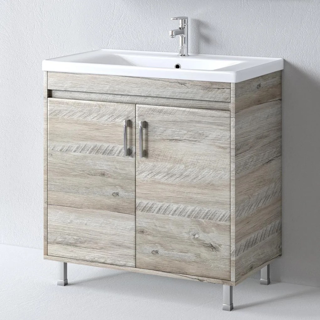 Bathroom Βench with sink SAVINA 80 Natural Oak 77x44x83 cm 80x46x85 εκ.