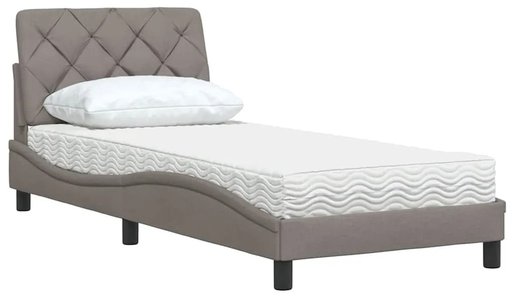 vidaXL Κρεβάτι με Στρώμα Taupe 80x200 εκ. Υφασμάτινο