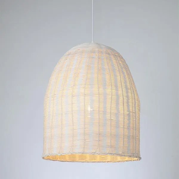 Φωτιστικό Κρεμαστό Ø45xH206cm 1xE27 Rattan Ψάθα Λευκό Eurolamp 144-33022