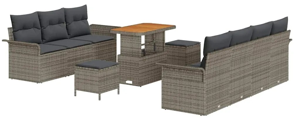 vidaXL Σετ Καναπέ Κήπου με μαξιλάρι 10 pcs Γκρι 90 x 55 x 71 cm