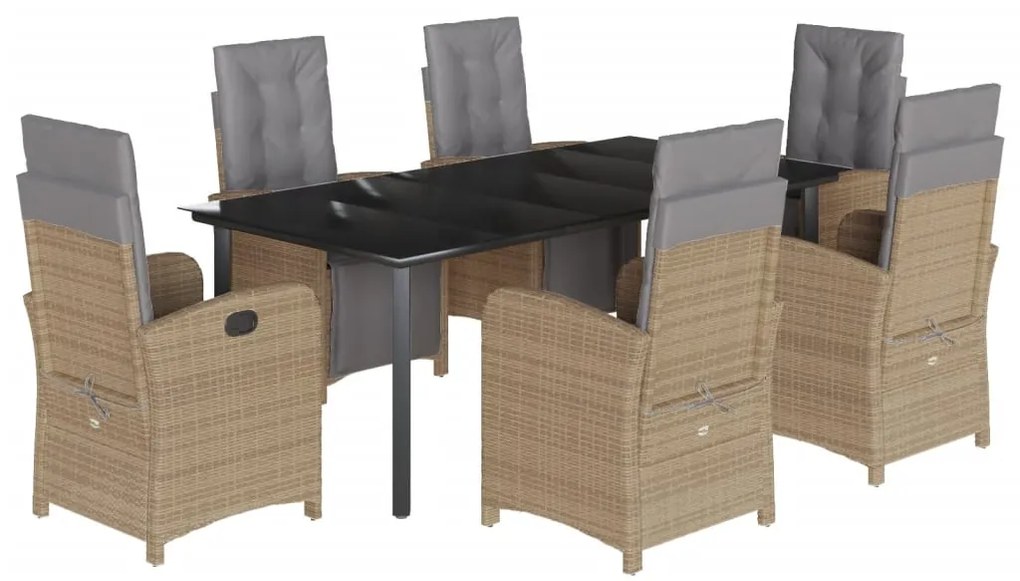 vidaXL Σετ Τραπεζαρίας Κήπου 7 τεμ. Μπεζ Συνθετικό Ρατάν με Μαξιλάρια