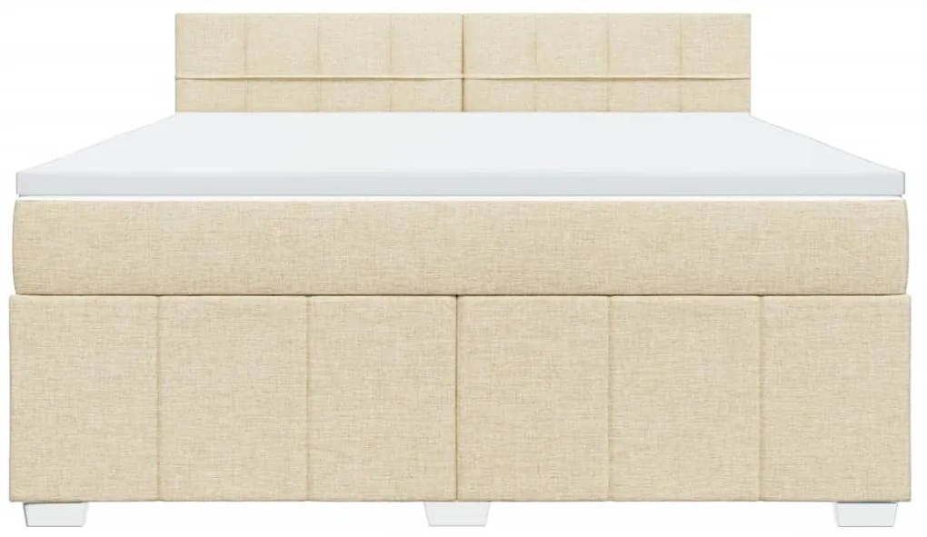 vidaXL Κρεβάτι Boxspring με Στρώμα Κρεμ 180x200 εκ. Υφασμάτινο