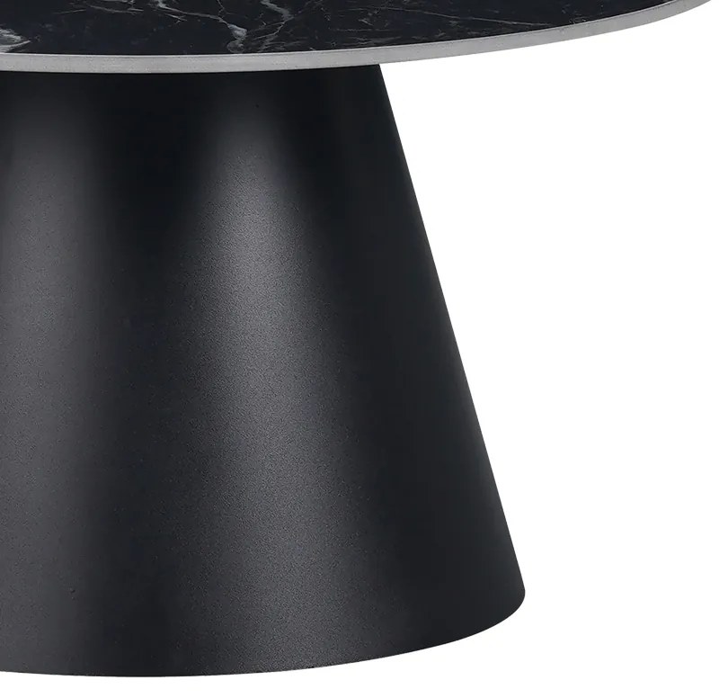 Τραπέζι σαλονιού Fabrin Inart μαύρο μαρμάρου sintered stone-μαύρο μέταλλο Φ70x40εκ
