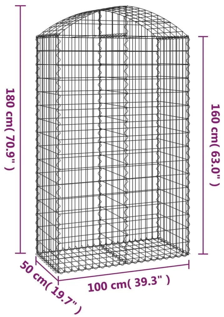 Συρματοκιβώτιο Τοξωτό 100x50x160/180εκ. από Γαλβανισμένο Χάλυβα - Ασήμι