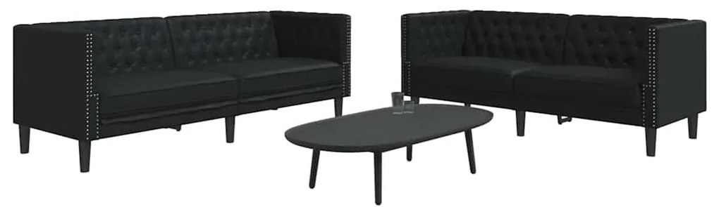 vidaXL Σετ Καναπέ 2 pcs Μαύρο 194 x 74.5 x 70.5 εκ. Τεχνητό δέρμα