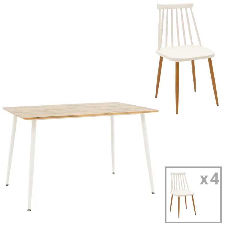 Intrahome Τραπεζαρία Aurora-Cuba Intrahome σετ 5τεμ pp-mdf σε λευκή-sonoma απόχρωση120x80x75εκ | SKU: INTRAPA-311112116