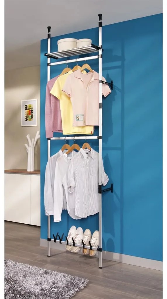 vidaXL Σύστημα Ανοιχτής Ντουλάπας Τηλεσκοπικό με Ράγες/Ράφι Αλουμινίου