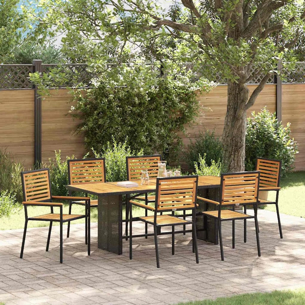 vidaXL Σέτ φαγητού για κήπο 5 pcs Μαύρο 190 x 80 x 75 εκ.