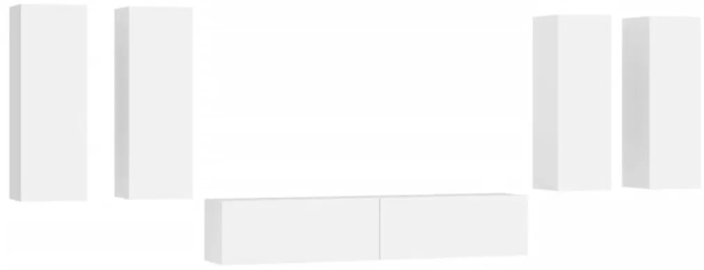 vidaXL Σετ Επίπλου Τηλεόρασης 6 Τεμαχίων Λευκό από Επεξεργασμένο Ξύλο