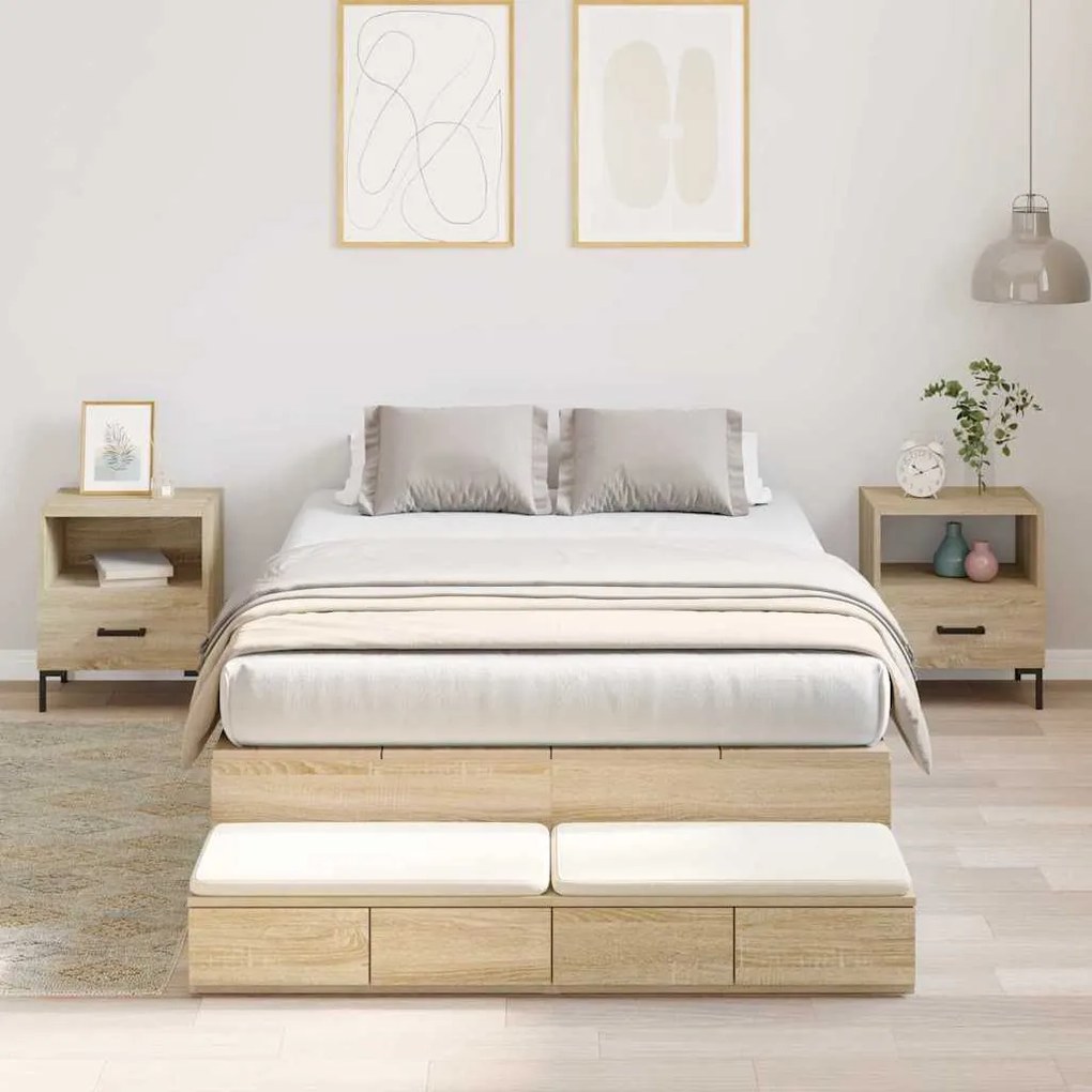 vidaXL Κρεβάτι με αποθηκευτικό χώρο Δρύς Sonoma 226.5 x 120 x 31.5 εκ.