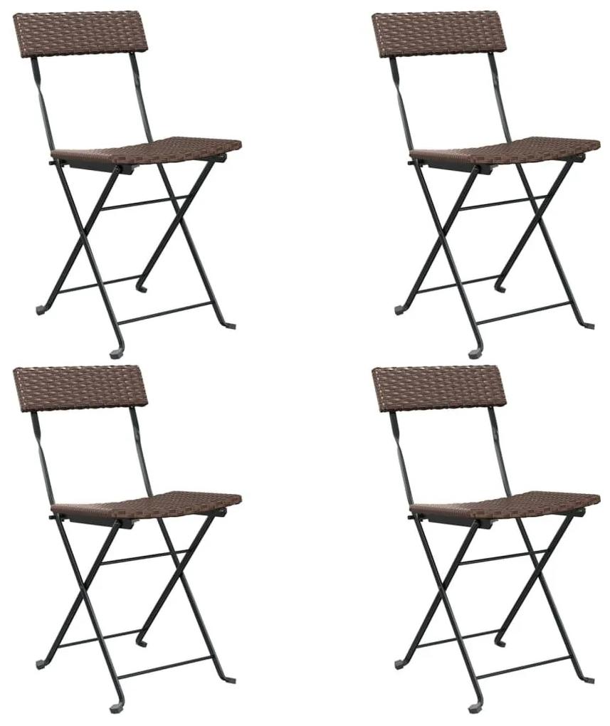Καρέκλες Bistro Πτυσσόμενες 4 τεμ. Καφέ Συνθετικό Ρατάν&amp;Ατσάλι - Καφέ