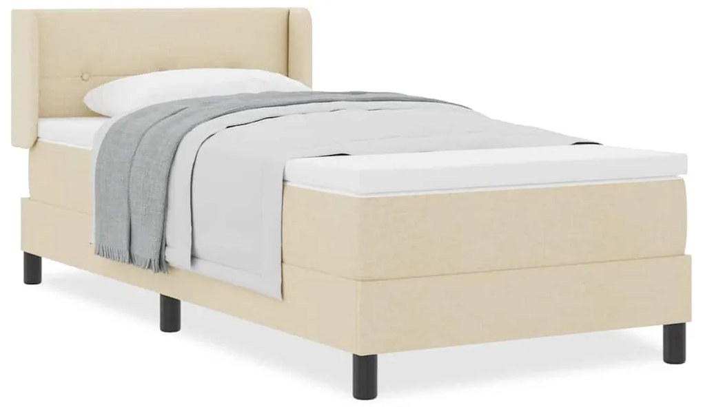 vidaXL Κρεβάτι box spring με στρώμα με στρώμα Κρεμ 90 x 200 cm