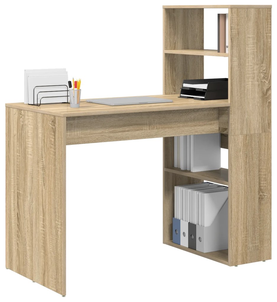 vidaXL Γραφείο με Αποθήκευση Καρυδιά Sonoma 113x54x120 εκ. Κατασκευασμένο Ξύλο