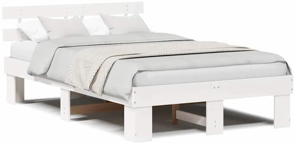 vidaXL Σκελετός Κρεβατιού Λευκό 120 x 200 cm Μασίφ ξύλο πεύκου