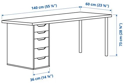 LAGKAPTEN/ALEX γραφείο, 140x60 cm 795.084.30