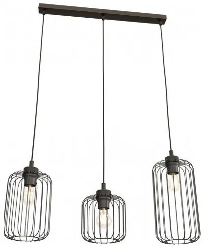 Κρεμαστό Φωτιστικό Οροφής 3xE27 Πλέγμα 74cm Vander Emibig -1365/3-Μαύρο 1365/3