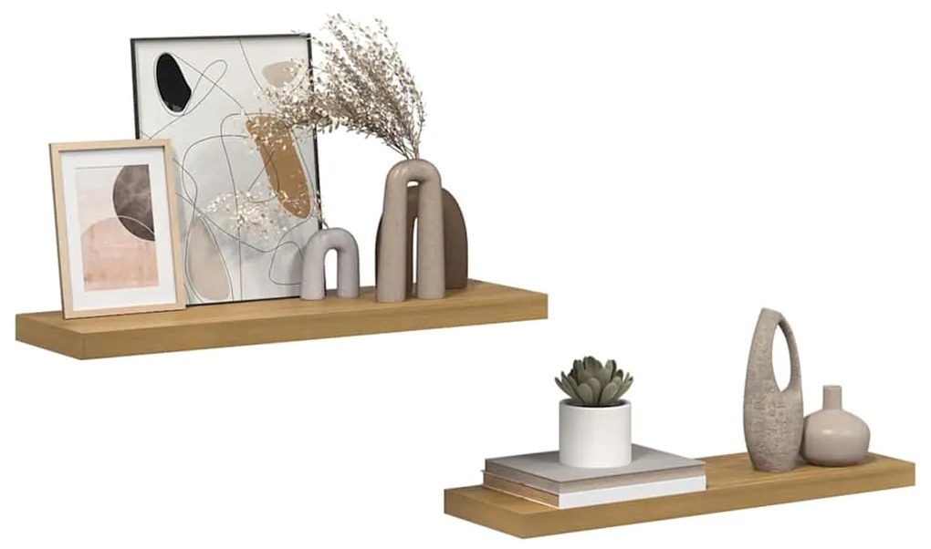 vidaXL Ράφι Τοίχου 2 pcs Καφέ 80 x 23,5 x 4 εκ Επεξεργασμένο ξύλο