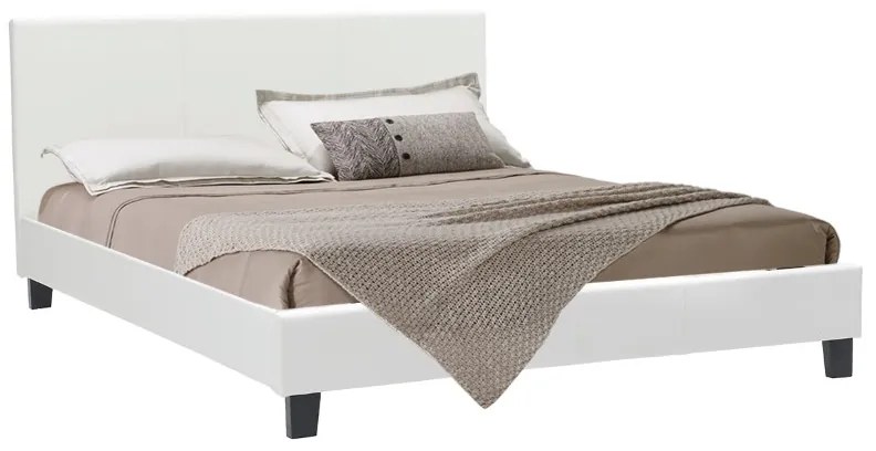 Κρεβάτι Nevil pakoworld 150x200 PU χρώμα λευκό ματ