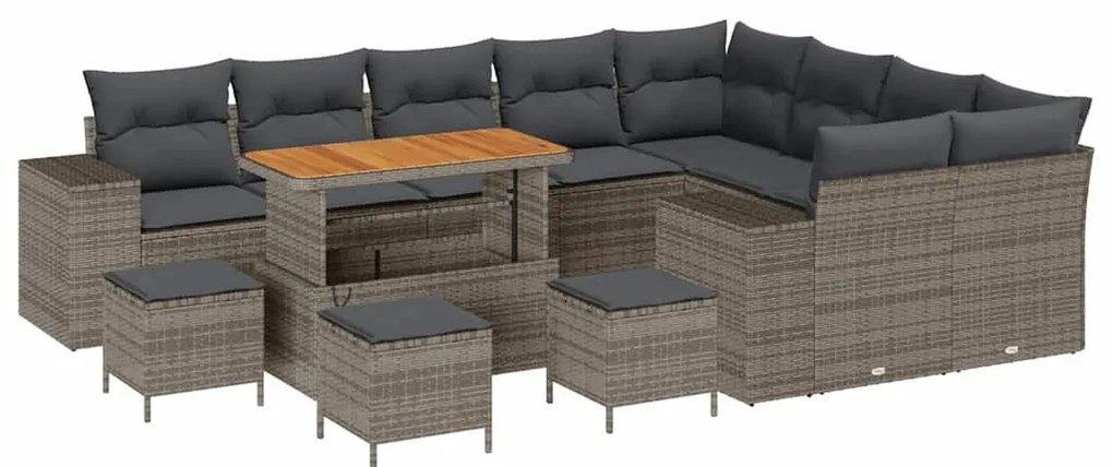 vidaXL Σετ Καναπέ Κήπου με μαξιλάρι 13 pcs Γκρι 110 x 55 x 71 εκ