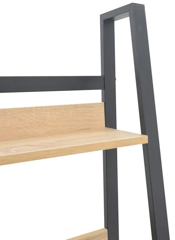 Βιβλιοθήκη Ryder σε Oak - Μαύρο 75x36x185 εκ. 75x36x185 εκ.