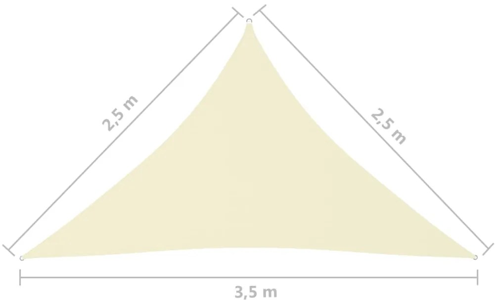 vidaXL Πανί Σκίασης Τρίγωνο Κρεμ 2,5 x 2,5 x 3,5 μ. από Ύφασμα Oxford