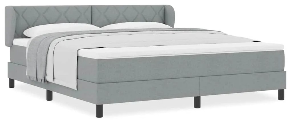 vidaXL Κρεβάτι box spring με στρώμα Ανοιχτό γκρι 180 x 200 cm ύφασμα