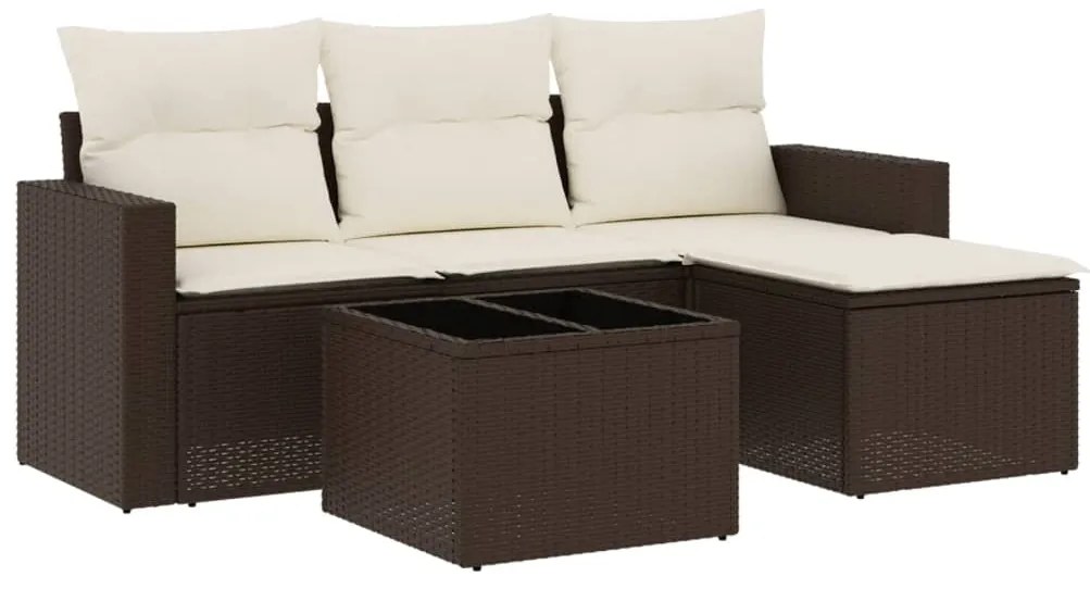 vidaXL Σαλόνι Κήπου Σετ 5 Τεμαχίων Καφέ Συνθετικό Ρατάν με Μαξιλάρια