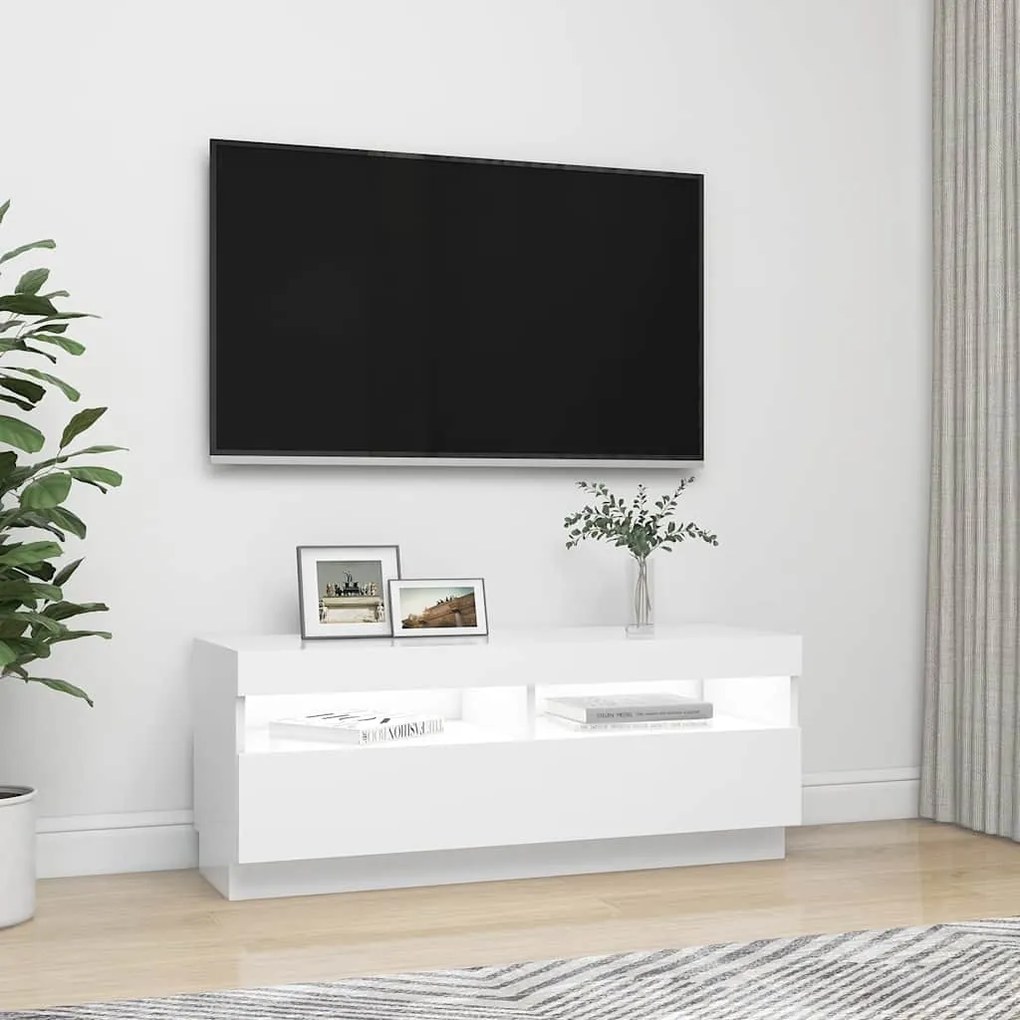 vidaXL Έπιπλο Τηλεόρασης με LED Λευκό 100 x 35 x 40 εκ.