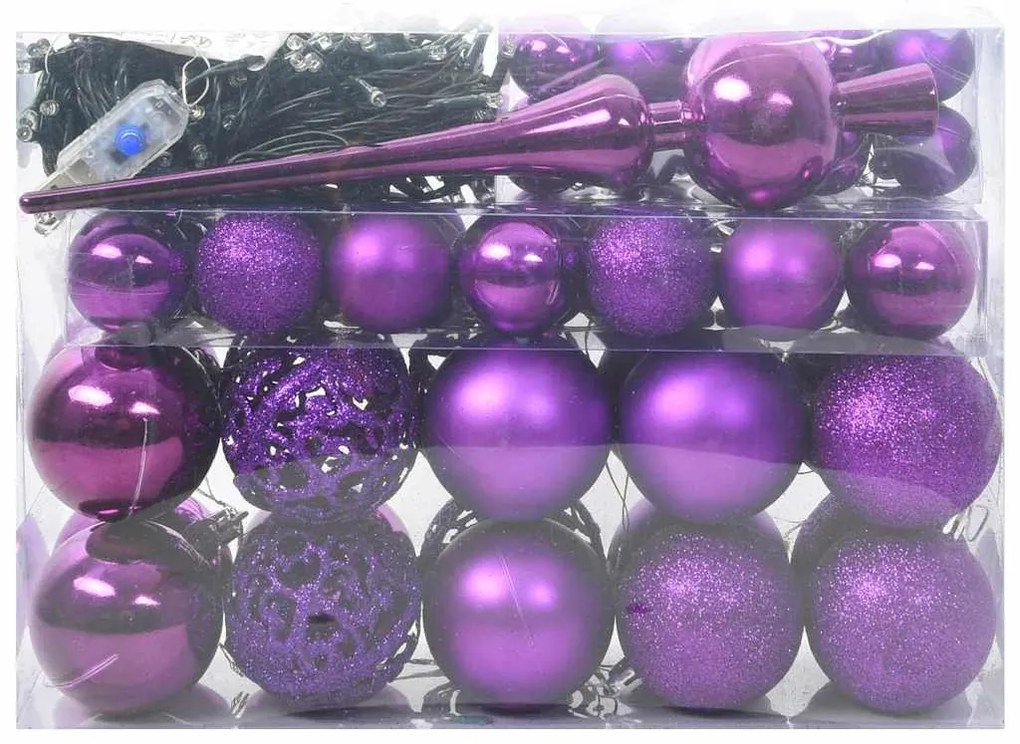 vidaXL Σετ Χριστουγεννιάτικων Στρογγυλών Μπαλίτσων 61 pcs Λιλά