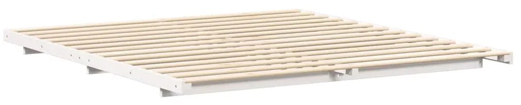 vidaXL Κρεβάτι δαπέδου Λευκό 200 x 210 cm Μασίφ ξύλο πεύκου