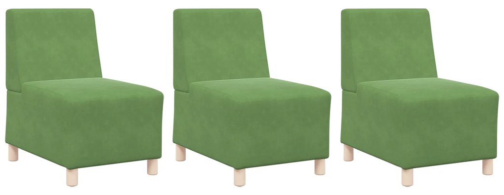 vidaXL Καναπέδες 3 pcs Ανοιχτό πράσινο 55 x 74 x 82 εκ. Βελούδο
